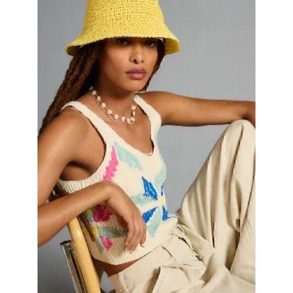 MOTHER Varsity Cropped Sweater Vest Designer Knit S Small - Picture 4 of 10